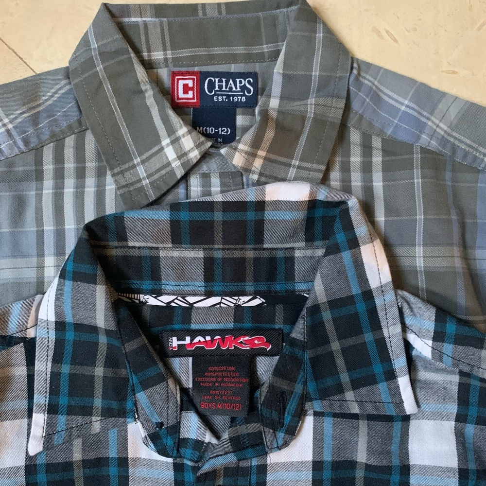 2 Boy’s Long Sleeve Shirts -Chaps and Hawk-size M (10-12)